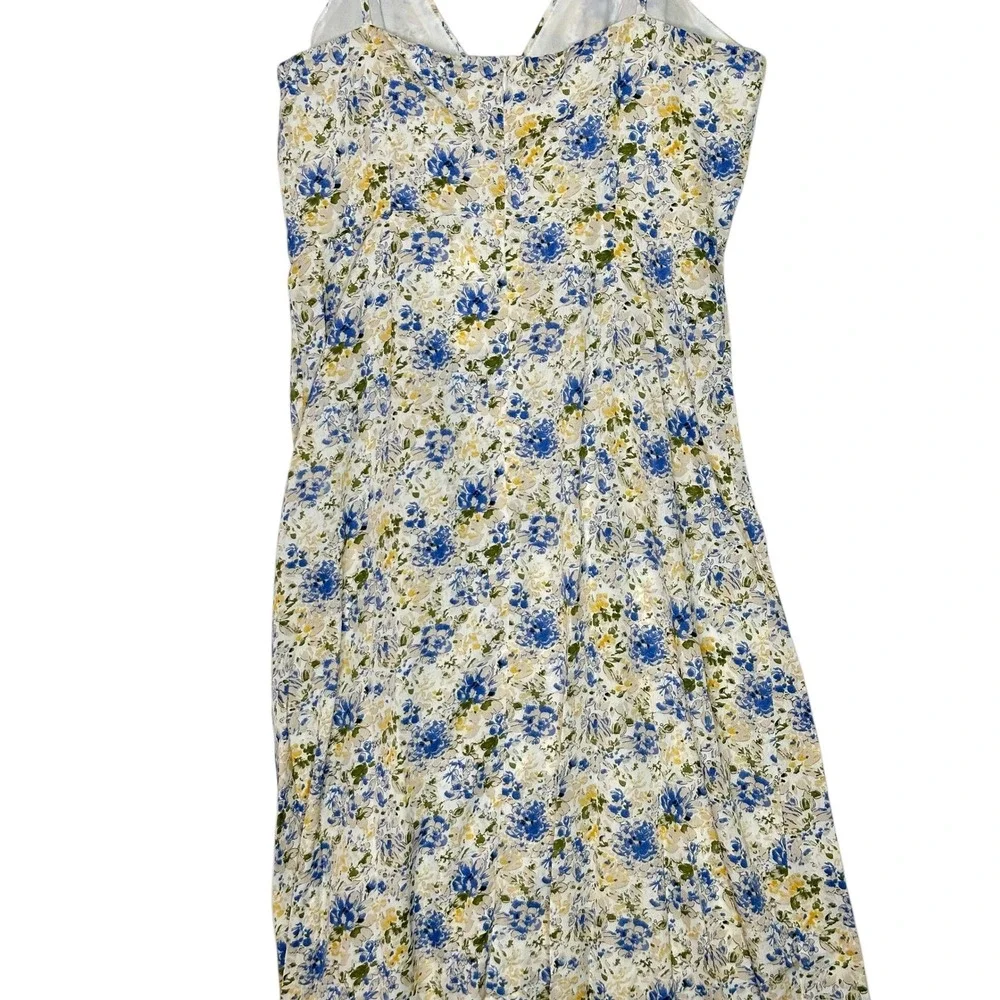 NWT En Saison Floral Midi Slip Dress Med Ruching‎ Feminine Romantic Cottagecore